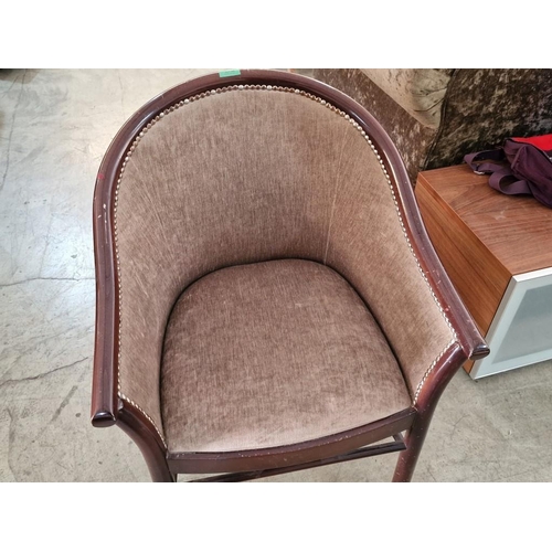 348 - Bedroom Chair; Wooden Frame with Studded Fabric