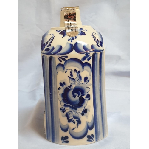 177 - G2HEL Russian Vodka in Hand Painted Cobalt Blue White Porcelain Decanter with Shot Glass (GOST 12712... 