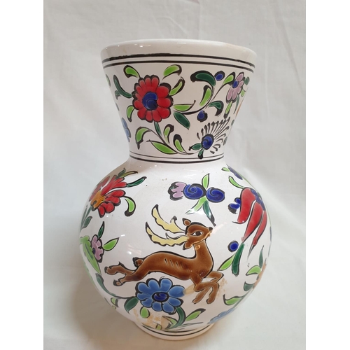 212 - Hand Made, Hand Painted Traditional Ceramic Vases (H:24.5cm & H:19cm)