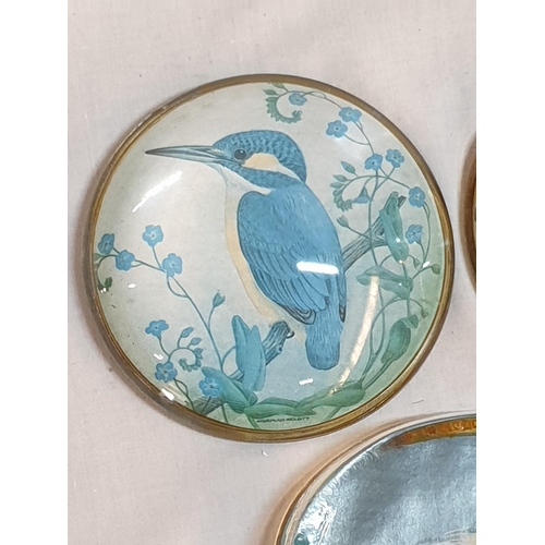 245 - Collection of Vintage Hand Cast Glass Paperweight with Birds (3 x Round Ø: 9cm each) 