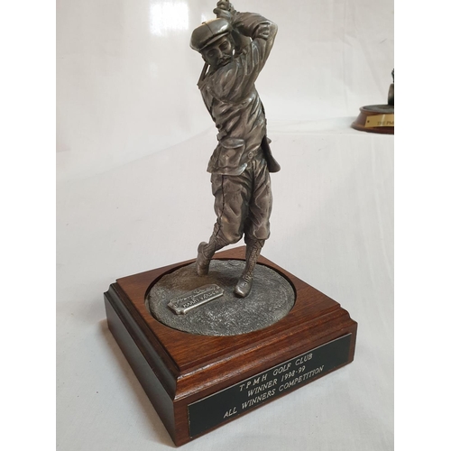 246 - 2 x Golf Trophy's, (1 x A/F, H:20cm and H:16cm), (2)