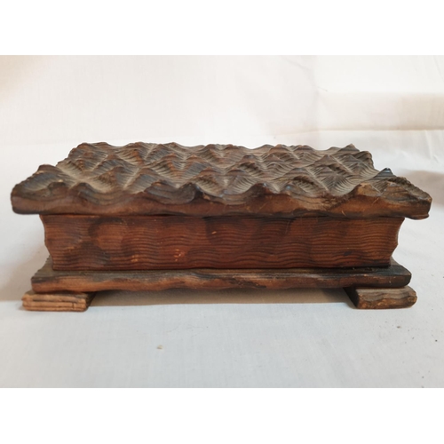 253 - Collection of Vintage Wooden Hand Craft Home Decor; Jewellery Box (12 x 22 x 7cm)