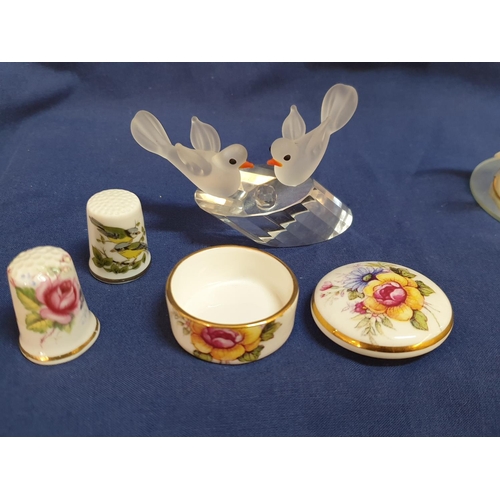 261 - Collection of Little Treasures; Pair of Murano Glass Style Swans Figurines, Glass Dolphin 