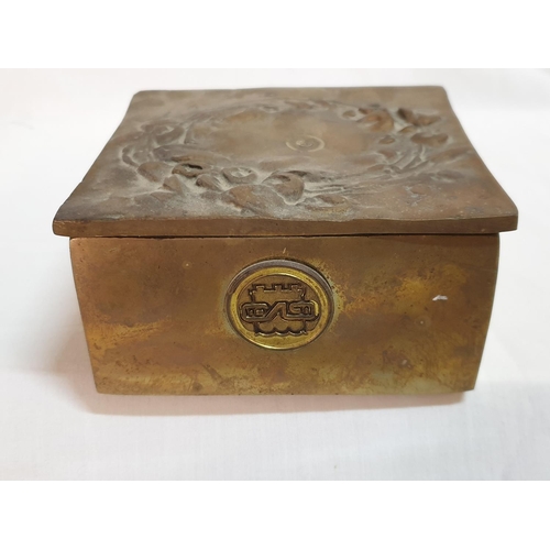 386 - Heavy Brass Decorative Box (11.5 x 11.5cm x 6cm) Decorated with Thessaloniki