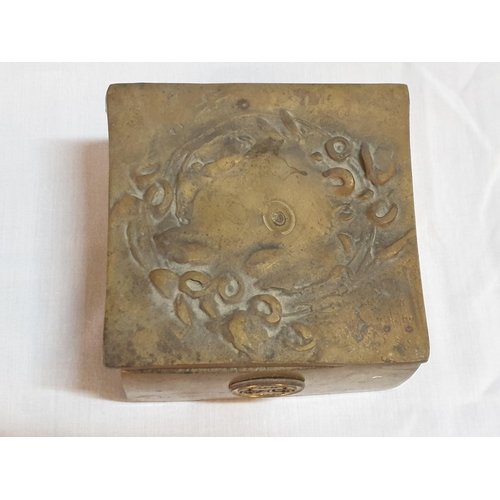 386 - Heavy Brass Decorative Box (11.5 x 11.5cm x 6cm) Decorated with Thessaloniki