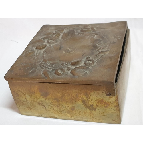 386 - Heavy Brass Decorative Box (11.5 x 11.5cm x 6cm) Decorated with Thessaloniki