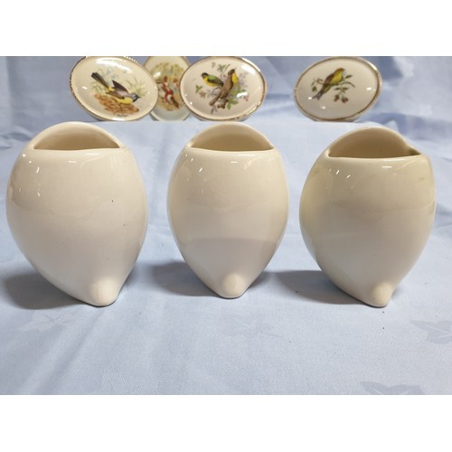 264 - Collection of 10 x Szelier Studio Pottery Mini Vases with Bird Pattern (Oval 9.5 x 7.5cm)