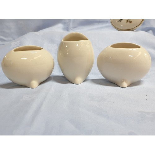 264 - Collection of 10 x Szelier Studio Pottery Mini Vases with Bird Pattern (Oval 9.5 x 7.5cm)