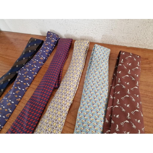 139 - Collection of 6 x Hermes Paris Assorted Silk Ties, (6)