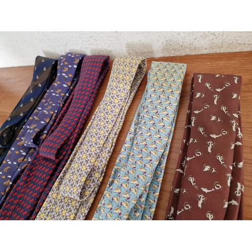 139 - Collection of 6 x Hermes Paris Assorted Silk Ties, (6)