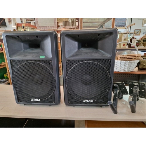 362 - Pair of Large KODA Speakers, (Approx. 44 x 35 x 69cm Overall) Together with Wall Brackets (Untested)