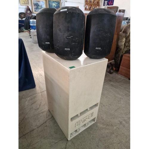 366 - 3 x Apart Speakers (Model: Mask-6TBL, Approx. H: 31cm each), Together with Apart Subwoofer, (Approx.... 