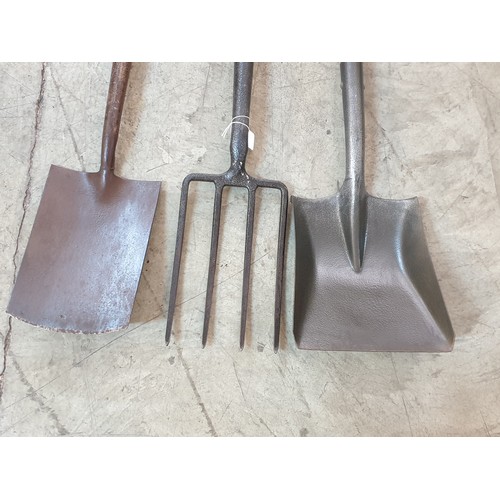 239 - Garden Tools; Fork, Spade and Shovel