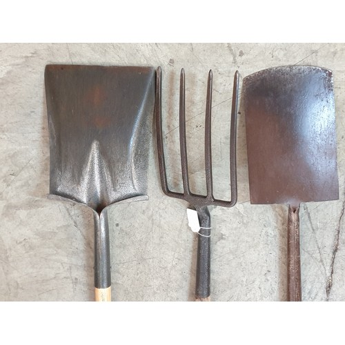 239 - Garden Tools; Fork, Spade and Shovel