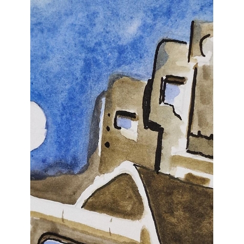 279 - Framed Original Watercolour by Ron Dutton, Titled 'Temple Moon', (Approx. 59 x 48cm)