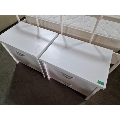 75 - Pair of Modern White Colour 2-Drawer Bedside Unit with Metal Handles, (Approx. 50 x 35 x 45cm), (2)