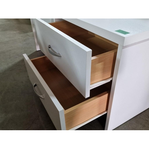 75 - Pair of Modern White Colour 2-Drawer Bedside Unit with Metal Handles, (Approx. 50 x 35 x 45cm), (2)