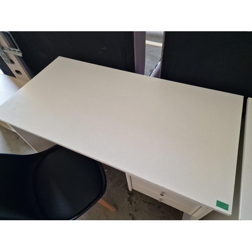 81 - White Colour Desk with 2-Drawers, (Approx. 120 x 60 x 75cm), Together with Black Plastic Chair over ... 