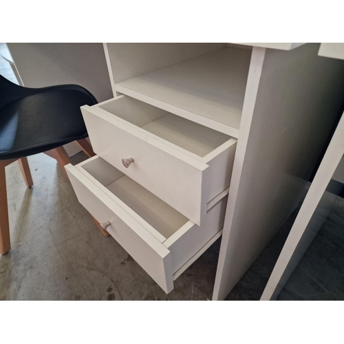 81 - White Colour Desk with 2-Drawers, (Approx. 120 x 60 x 75cm), Together with Black Plastic Chair over ... 