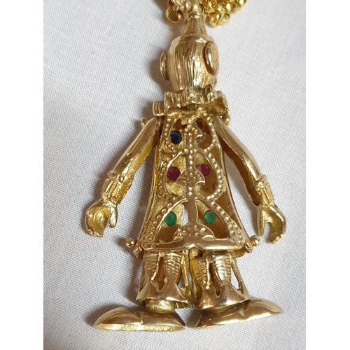 291 - 9ct Gold Hallmarked Jester / Clown Figure Pendant on 9ct Gold Hallmarked Chain, Total Weight 22.9grm... 