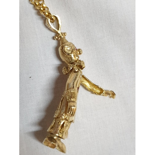 291 - 9ct Gold Hallmarked Jester / Clown Figure Pendant on 9ct Gold Hallmarked Chain, Total Weight 22.9grm... 