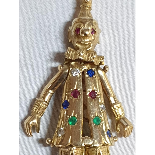 291 - 9ct Gold Hallmarked Jester / Clown Figure Pendant on 9ct Gold Hallmarked Chain, Total Weight 22.9grm... 