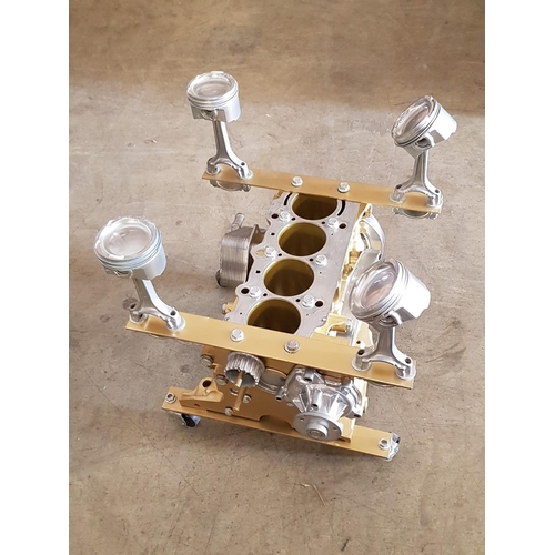 70 - Hand Made Car Engine, Round Glass Top Low Coffee Table (Ø60cm x H:44cm)