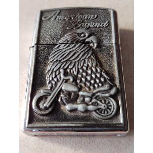 88 - 2 x Original, Made in USA Lighter with Lion and Eagle Pattern