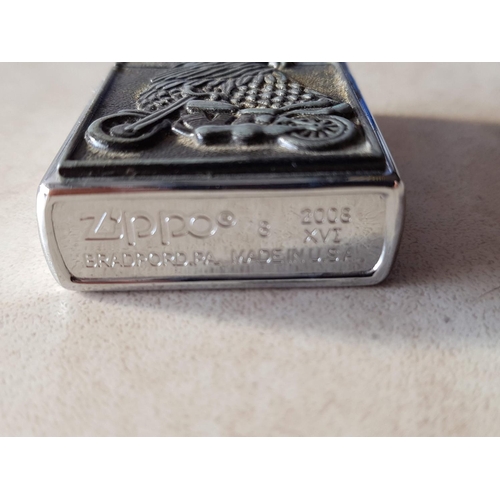 88 - 2 x Original, Made in USA Lighter with Lion and Eagle Pattern