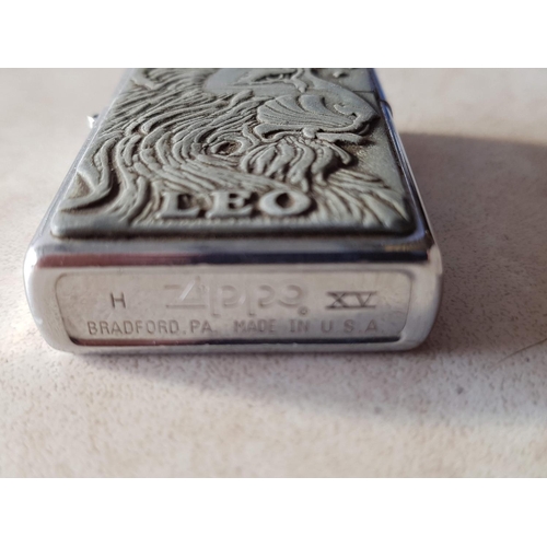 88 - 2 x Original, Made in USA Lighter with Lion and Eagle Pattern