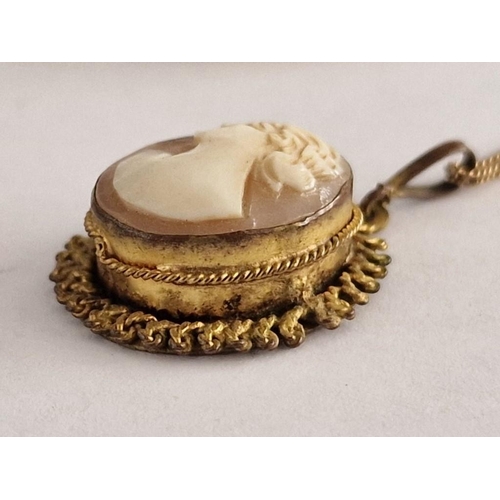 146 - Collection of Cameo Jewelery; Decorative Brooch with Yellow Metal Surround (Approx. H: 43mm), Ring a... 