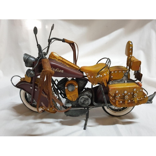 156 - Indian (1957) Motorcycle Metal Model (Approx 23 x 35cm)