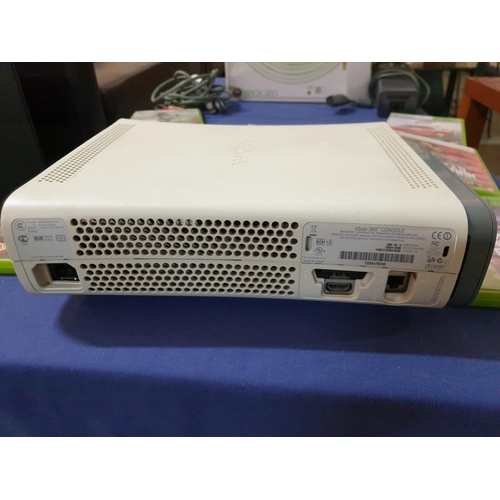 26 - XBox 360 Console with Cables (No Controllers) Together with 10 x Assorted Xbox 360 Games (Un-Tested)