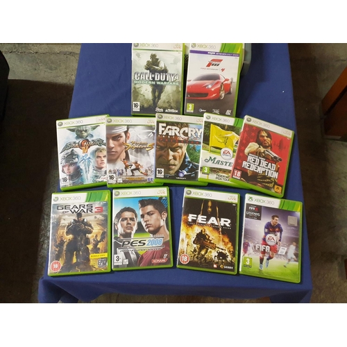 26 - XBox 360 Console with Cables (No Controllers) Together with 10 x Assorted Xbox 360 Games (Un-Tested)