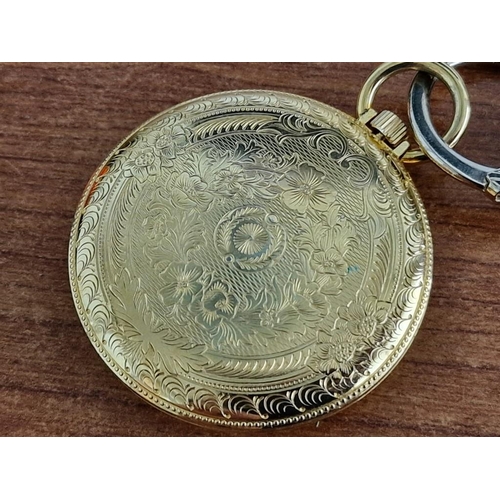 49 - Cardinal (Swiss Made) Pocket Watch in Decorative Gold Colour Case, Manual Wind 17 Jewel Movement * R... 