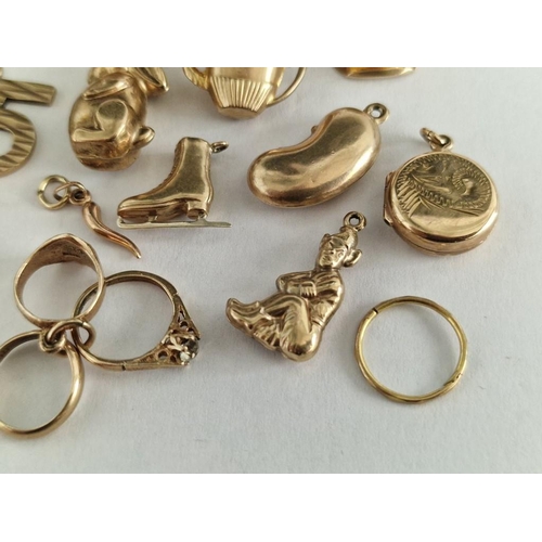 66 - Collection of 22 x Assorted 9ct Gold Charms, (Total Weight Approx. 30g)