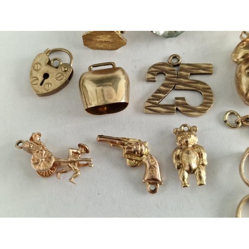 66 - Collection of 22 x Assorted 9ct Gold Charms, (Total Weight Approx. 30g)