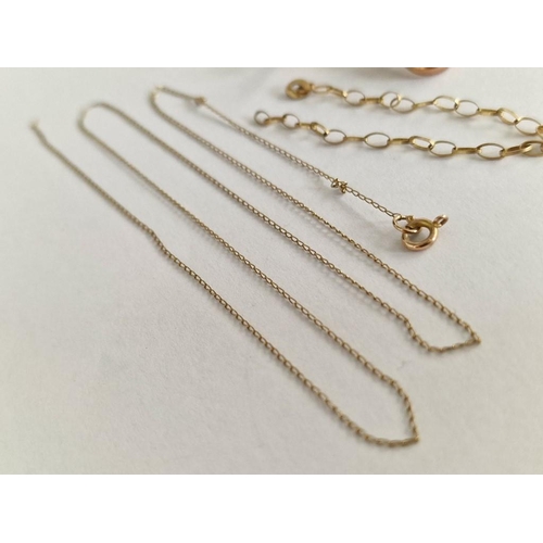 68 - Collection of 9ct Gold Pieces; 'T' Bar and Hook for Albert Watch Chain, 1 x Earring, 2 x Chains (a/f... 