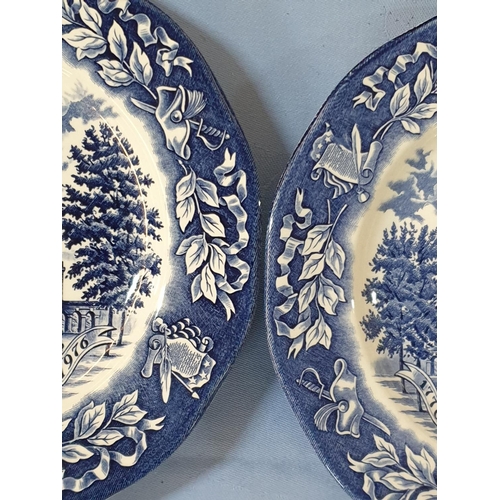 167 - 9 x Blue and White Plates Depicting American Historical Scenes; 1 x 