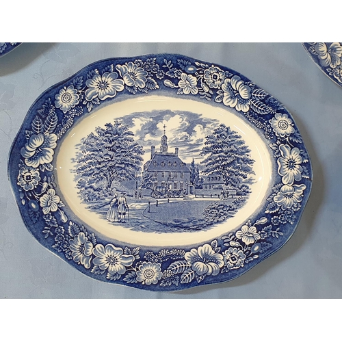 167 - 9 x Blue and White Plates Depicting American Historical Scenes; 1 x 