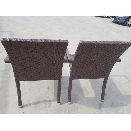 294 - Square Rattan Garden Table with Glass Top (100 x 100 x 76cm) Together with 2 x Matching Rattan Armch... 