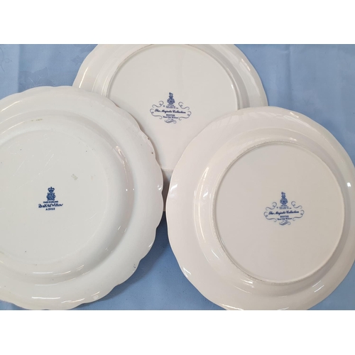 92 - 4 x Royal Doulton Booths Real Old Willow Blue and White Willow Pattern Plates with Gold Coloured Rim... 