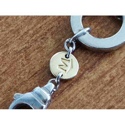 209 - Silver Triple Strand Bracelet with Chain & Rings, and Small 18ct Gold Disc Engraved 'M',  (Approx. L... 