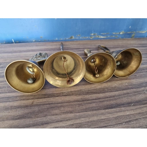 30C - Collection of 5 x Assorted Brass Bells, (Tallest Approx. H: 17.5cm), (5)