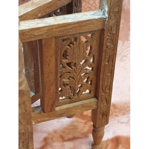 218 - Vintage Oriental Folding Tea / Coffee Table; Carved Folding Legs / Bases and Large Decorative Brass ... 