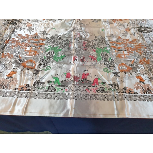 263 - Vintage Style Chinese Silk Machine Woven Table Cloth 