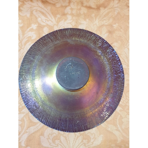 330 - Hand Craft Glass Hand Painted and Engraved Ethnic Pattern Decorative Pedestal Plate (Ø25.5cm)