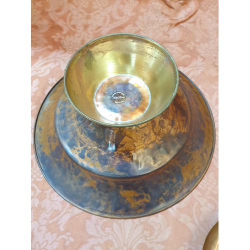 388 - Copper / Brass Large Pedestal Bowl / Plant Pot (Ø: 34cm x H:16cm), Together with Decorative Retro Or... 