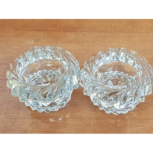 355 - Large Crystal Rose Bowl Together with Pair of Glass Candle Holder (3)