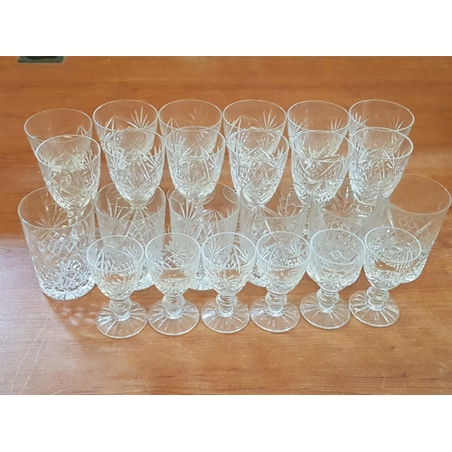 365 - Various Hand Cut Lead Crystal Glasses inc; Water Glasses, Sherry Glasses, Liquor Glasses, Shot Glass... 